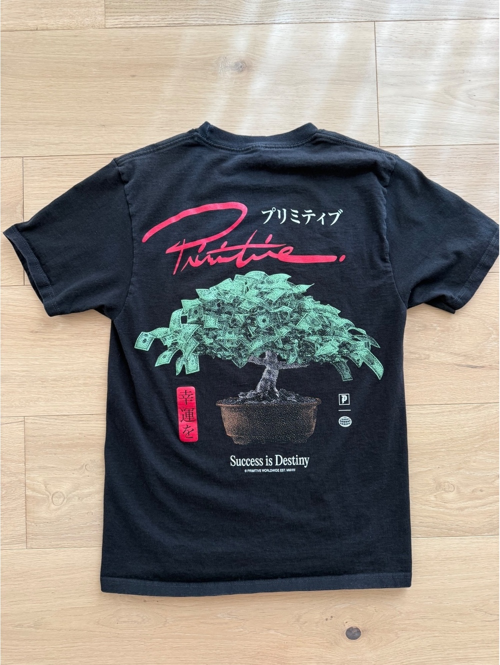 Primitive Black Graphic Tee Bonsai Money Tree Success Is Destiny Men’s Small
